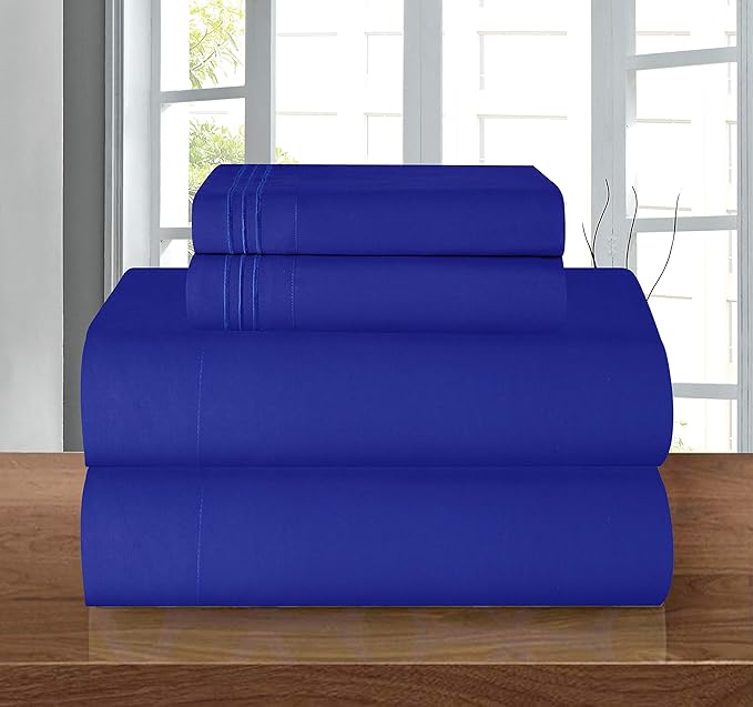 Elegant Comfort Luxury Soft 1500 Premier Egyptian 4-Piece Premium Hotel Quality Wrinkle Resistant Coziest Bedding Set, All Around Elastic Fitted Sheet, Deep Pocket up to 16inch, Queen, Royal Blue