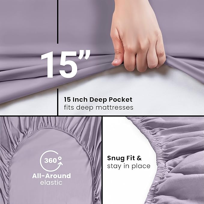 Utopia Bedding Twin Fitted Sheet - Bottom Sheet - Deep Pocket - Soft Microfiber -Shrinkage and Fade Resistant-Easy Care -1 Fitted Sheet Only (Lavender)