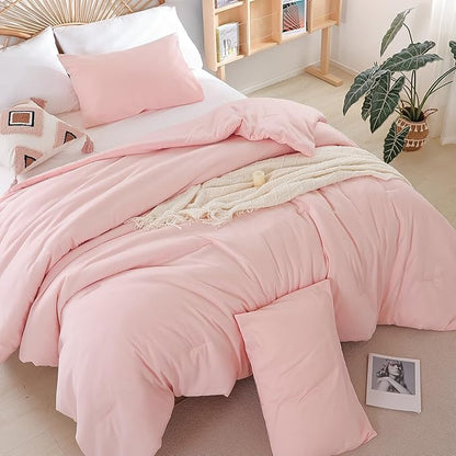 weigelia Pink Comforter Full Size Set – Soft All-Season Bedding with 300GSM Fluffy Microfiber, Includes 2 Matching Pillowcases – Elegant Blush Pink Comforter for Girls, Teens, and Women