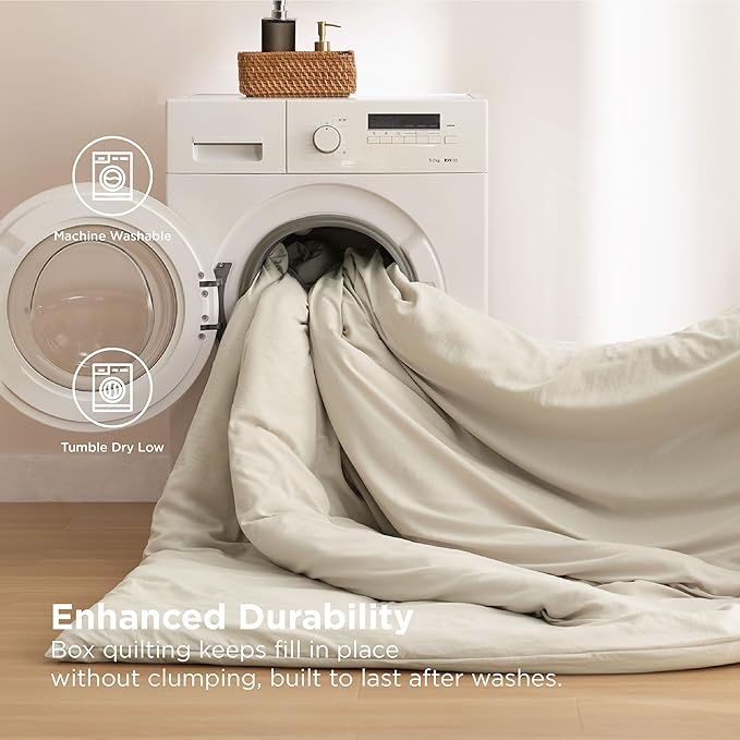 Bedsure Removable Cover with Comforter Duvet Insert California King - 4 Pieces Beige Prewashed Soft Bedding Set for All Seasons Use, Includes 1 Duvet Cover, 1 Comforter, 2 Pillow Shams