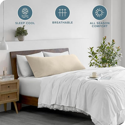 Bare Home Microfiber Body Pillow Cover - Ultra Soft - Cooling Pillowcase - Double Brushed - Pillowcase with Zipper Closure - Easy Care (20''x54'' Body Pillow Cover, Sand)