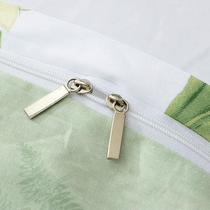 FADFAY Duvet Cover Set Queen Shabby Green Daisy and Lavender Flowers 100% Cotton with Hidden Zipper Closure 3-Piece:1 Duvet Cover & 2 Pillowcases Queen Size