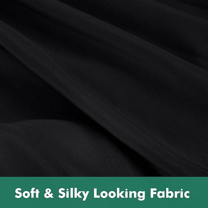 Biscaynebay Wrap Around Bed Skirts with Split Corners for King Beds 17" Drop, Black Elastic Dust Ruffles Adjustable Easy Fit Wrinkle & Fade Resistant Silky Luxurious Fabric Machine Washable