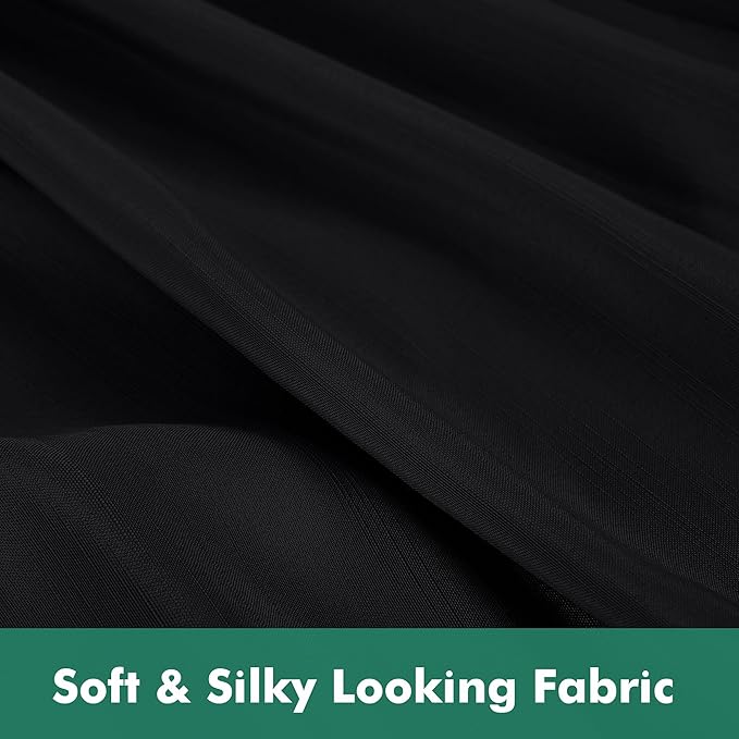 Biscaynebay Wrap Around Bed Skirts with Split Corners for Queen Beds 18" Drop, Black Adjustable Elastic Dust Ruffles Easy Fit Wrinkle Resistant Silky Luxurious Fabric Machine Washable