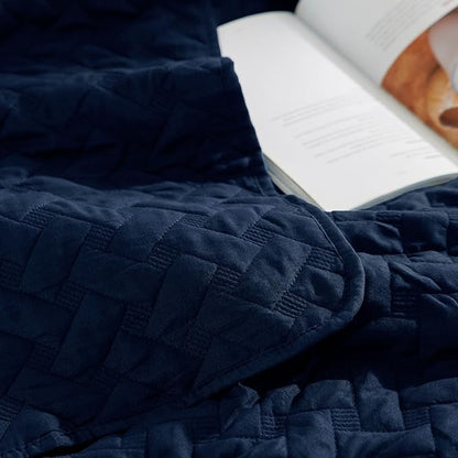 Bedsure Oversized King Quilts - Lightweight Bedspreads Oversized King Size with Basket Weave Pattern, Soft Quilt Bedding Set, Navy Comforter Set Coverlet 2 Pillow Shams (120" x 120") | Skin-Friendly Soft, All-Season Comfort, Breathable, Lightweight, Ma...