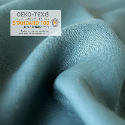 XZ XIFA Blue Linen Duvet Cover Queen, 100% Washed French Flax Linen Bedding with Zipper Closure, Cooling for Hot Sleepers, Textured Bed Sets - 1 Duvet Cover and 2 Pillowcases