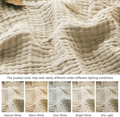 EMME Cotton Muslin Blanket Twin XL - 66"x90" Lightweight Breathable Light Tan Layering Bedspread Coverlet All Season Gauze