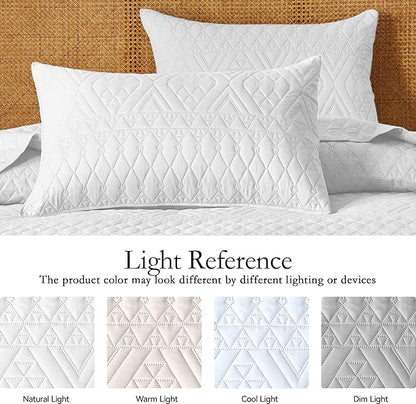 akkialla Twin Size Quilt Bedding Set,White Lightweight Microfiber Soft Bedspreads,Modern Style Geoetric Pattern Coverlet Set for All Seasons,2 Piece(1 Quilt,1Pillow Sham)
