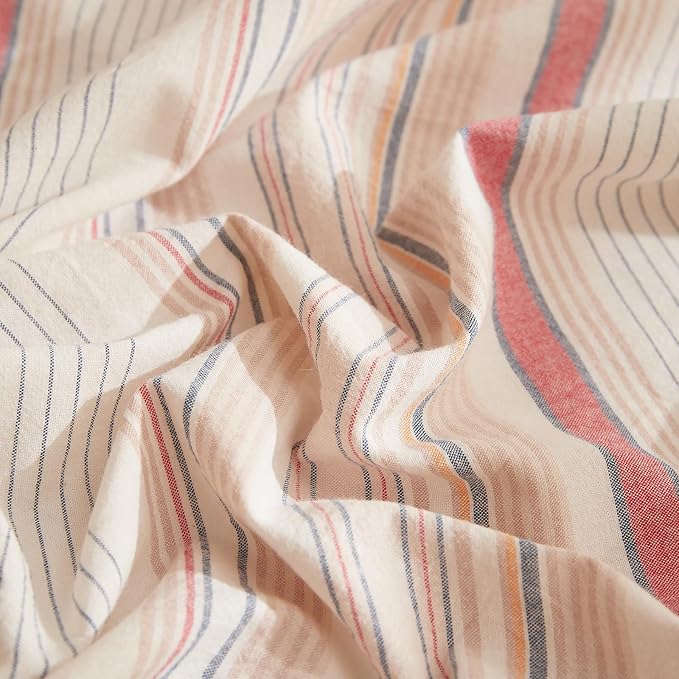 EAVD Striped Comforter Set Twin XL Pink Striped Bedding Comforter Set 3 Pieces Farmhouse Geometric Bedding Set with 2 Pillowcases for All-Season Soft Fluffy Lightweight