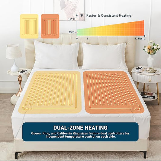 Heated Mattress Pad Twin 39"×75", Bed Warmer with Memory&Preheat Functions, Electric Mattress Pad Single Control 12 Heat Settings 12-Hour Auto Off 13ft Extra Long Cord Fits 18-24" Deep Pocket