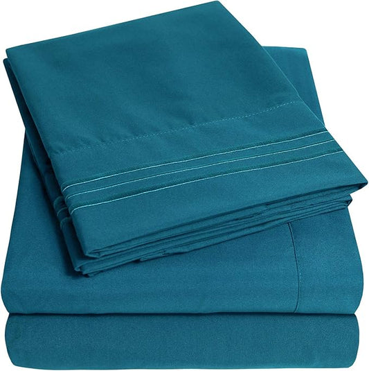 1500 Supreme Collection Full Sheet Sets Teal - Luxury Hotel Bed Sheets and Pillowcase Set for Full Mattress - Extra Soft, Elastic Corner Straps, Deep Pocket Sheets, Full Teal
