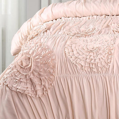 Lush Decor Serena Comforter Set, 2 Piece Set, Twin XL, Blush - Pink Bedding Set Twinxl - Cute Comforter Twin XL Size - Coquette Dorm Decor