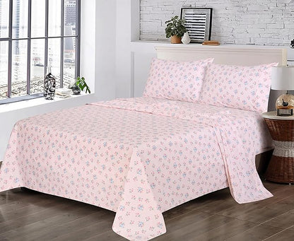 RUVANTI 100% Cotton Sheets – Split King Size Percale Bedding, Cooling & Breathable Floral Design, Durable with a Crisp, Soft & Comfortable Feel, 16" Deep Pocket, 5-Piece Set, Spring On