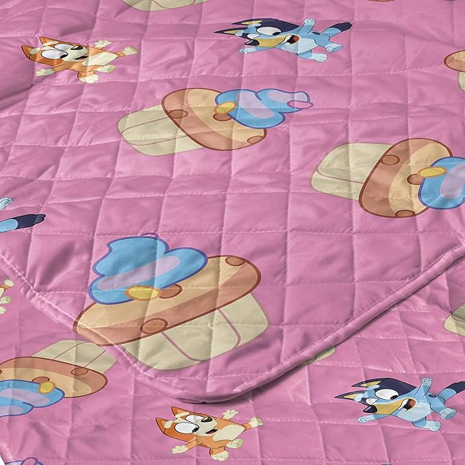 Northwest Bluey Cupcake Stars Quilted Reversible Throw Blanket – Official BlueyThrow Blanket, for Any Kid - Bed, Couch, or Playroom, 60 x 80 Inches