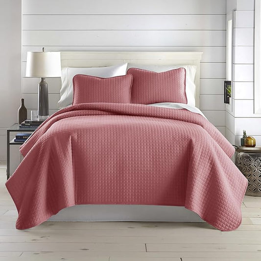 Southshore Fine Living, Inc. Twin XL Quilt Set with Pillow Sham, Quilted Twin Bedspread, Coverlet, Oversized Bed Quilt for Full Coverage, Soft and Comfy, Easy Care, Machine Washable, Marsala