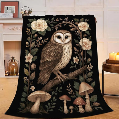Gothic Owl Blanket Super Soft Warm Fluffy Fleece Flannel Animal Throw Blanket Cozy Fuzzy Plush Stuff Bedding Blankets Gifts for Women Kids Boys Girls Adults 80"X60"