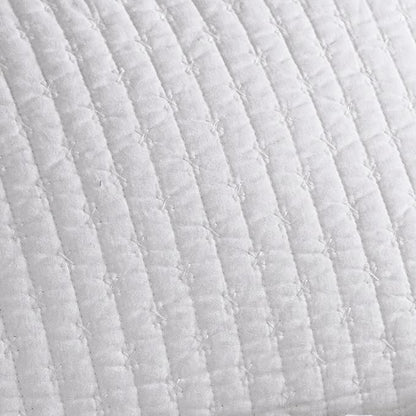 Levtex Home Cross Stitch Reversible Full/Queen Quilt Set (88x92in) and 2 Pillow Shams (26x20in) - Stitch Texture - Bright White - Cotton Full/Queen Size Quilt Bedding Set - Lightweight Soft Pre-Washed