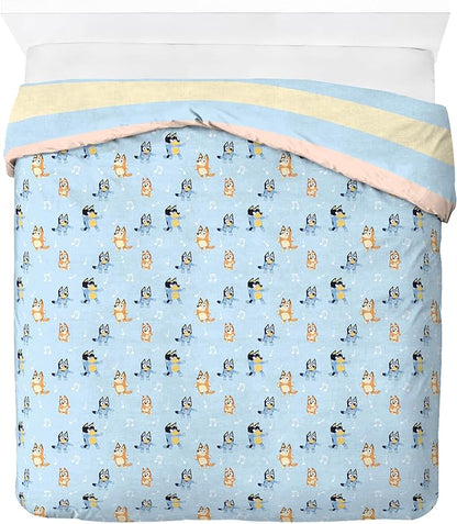 Jay Franco Kids Duvet Cover Set – 3 Piece Super Soft Bedding with Sham Pillowcase, Cover ONLY Comforter Not Included, Multi - Bluey, Queen