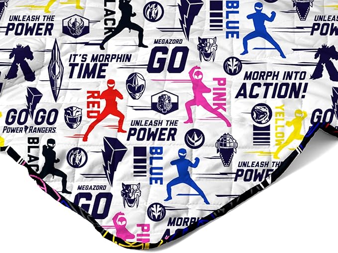 Northwest Power Rangers Core Quilted Blanket, Comfy Throw, Adults Boys Girls, Soft Lightweight Bedding for Bed, or Couch, 60 x 80 inches