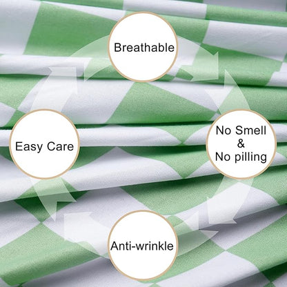 Best Season Bed Sheet Set 4 Piece -Full Size-Soft Durable Microfiber Bedding Sheet Set,Deep Pocket,Stain,Fade & Wrinkle Resistant Green and White Checkerboard Grid(Plaid Green&White)