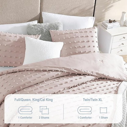 Swift Home Twin/Twin XL Blush Comforter Set - Decorative Tufted Pom Poms Bedding Set - 2 Pieces Bed Linen, 1 Comforter and 1 Pillow Sham