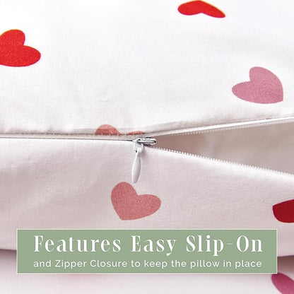 Elegant Comfort Ultra Soft 1-Piece Set Hearts Print Pillowcases - 1500 Premium Hotel Quality Microfiber, Soft and Smooth Hidden Zipper Closure 1-Piece Pillow Covers - Body Pillowcase, Valentina