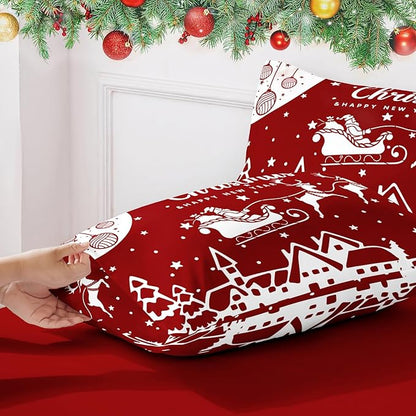 YIYEA Christmas Standard Pillow Cases Set of 2, Ultra Soft Double Brushed Microfiber Pillowcases Standard, Christmas Bed Pillow Covers, Fade Resistant, Easy Slip-On (20"x26")