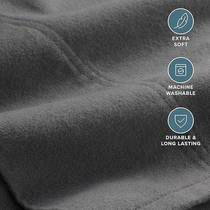 Bare Home Flannel King Pillowcases Set of 2-100% Cotton - Velvety Soft & Cozy - Double Brushed Heavyweight Flannel Pillowcases (King Pillowcase Set of 2, Grey)
