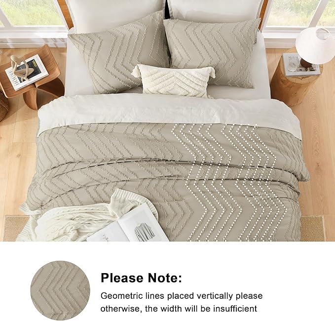 Litanika Wheat Comforter California King Size Set, 3 Pieces Cal King Oversized Chevron Tufted Solid Bedding Comforter Sets, Fluffy Bed Set (104x96In Comforter & 2 Pillowcases)