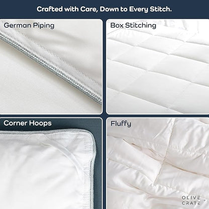 Olive + Crate California King Comforter & Duvet Insert 100% Viscose Derived from Bamboo Outer Shell - Hypoallergenic, Cooling & Moisture Wicking - All Season Lightweight Plush - White - 96"x95"