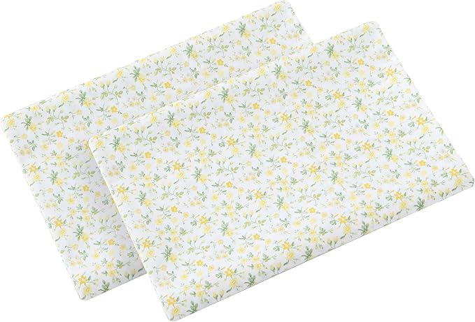 Laura Ashley - Standard Pillowcase Set, Breathable Percale Cotton Bedding, Crisp & Cool Home Decor (Evie Yellow, 2 Piece)