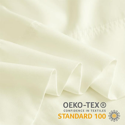 BEDELITE Cream Pillow Cases Queen Size Set of 2, Rayon Derived from Bamboo，Cooling Pillow Cases for Hot Sleepers & Night Sweats, Breathable and Silky Soft Envelope Pillowcases, 20"x30"