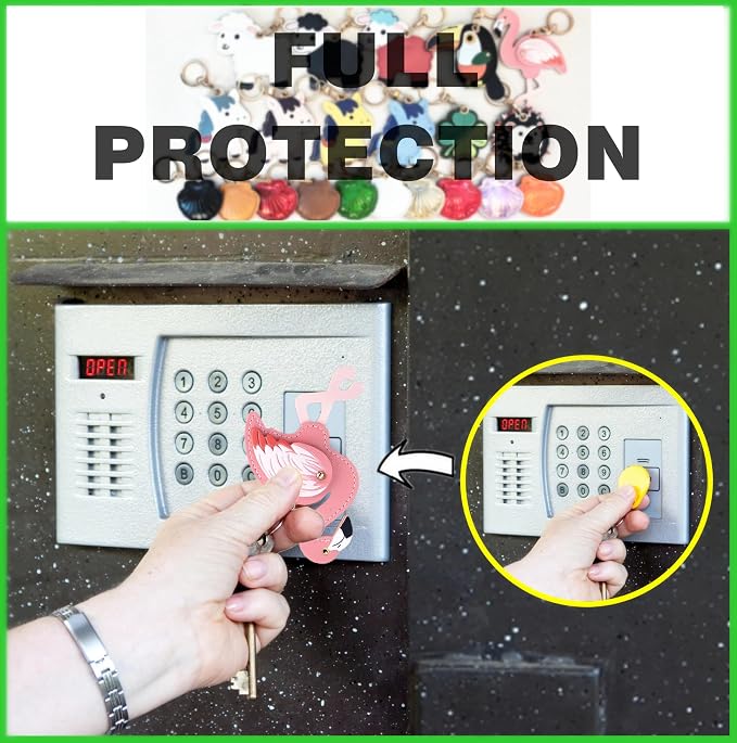Leather Keychain Holder Case Compatible with AirTag,Cute Protective Cover with Keyring,Anti-Scratch Finder GPS Tracker Case for Wallet Keys,Bag,Pets,Backpack(Flamingo)