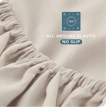 Bare Home Split King Sheet Set - 1800 Ultra-Soft Microfiber Bed Sheets - Double Brushed - Deep Pockets - Easy Fit - 5 Piece Set - Bedding Sheets & Pillowcases (Split King, Wheat)