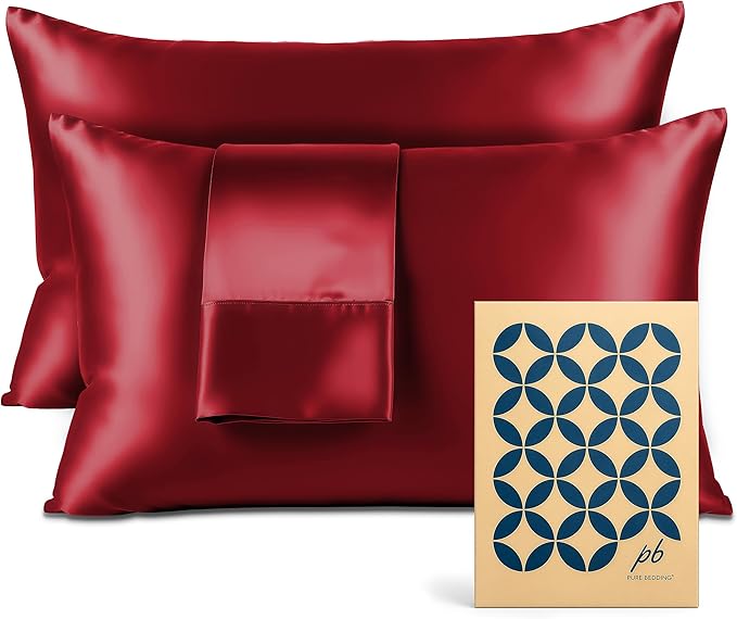 Satin Pillowcase 2 Pack - Queen Size (20"x30", Burgundy) - Silky Pillow Cases for Hair and Skin - Satin Pillow Covers with Envelope Closure - Extra Soft Premium Microfiber