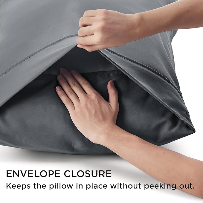 Bedsure Pillow Cases Standard Size Set of 4 - Dark Grey Brushed Microfiber Pillowcases 4 Pack, Super Soft Pillow Case Covers with Envelope Closure for Kids, Wrinkle, Fade Resistant, 20x26 Inches