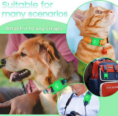 SANKALA Airtag Dog Collar Holder, Waterproof, Green, 1 Pack | Silicone Full Body Covered, Anti-Lost Protective, Fits All Width Collars, for Apple AirTag(Gen 1 & 2), Signal Friendly ﻿