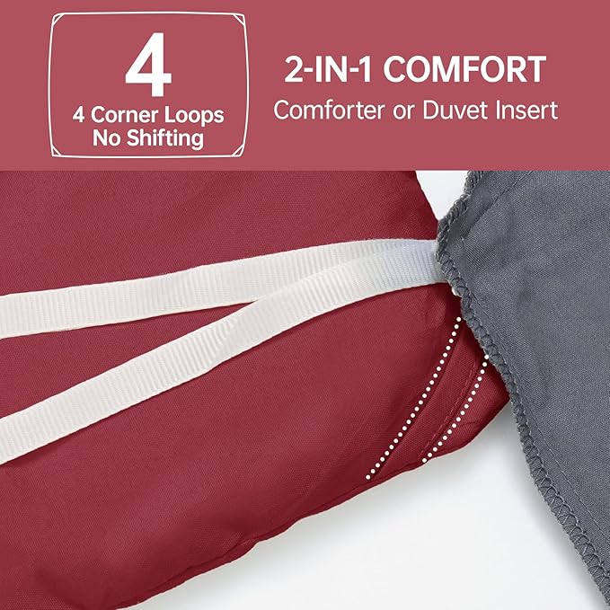 MUXHOMO Full Comforter Sets, All Season Ultra Soft Down Alternative Bedding - 3 Piece Lightweight Bed Set Includes 1 Comforter (82"x86") and 2 Pillow Shams (20"x26"), Burgundy Red