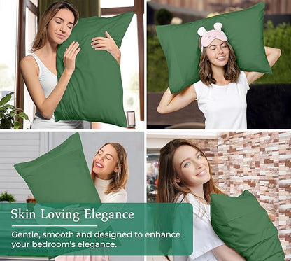 Royale Linens Standard Pillowcase Set of 2 - Bed Pillow Cover - 20"x26" - Pillowcases - 1800 Brushed Microfiber, Wrinkle & Fade Resistant - Soft & Cozy- Standard Size Pillow Case (STD, Hunter Green)