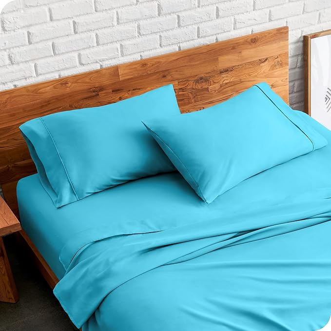 Bare Home Microfiber Pillow Cases - King Size Set of 2 - Cooling Pillowcases - Double Brushed - Aqua Pillowcases 2 Pack - Easy Care (King Pillowcase Set of 2, Aqua)