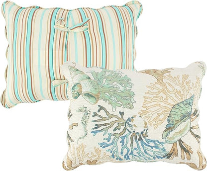 Greenland Home Barefoot Bungalow Atlantis Coastal Quilt Set, 5-Piece King/Cal King, Jade