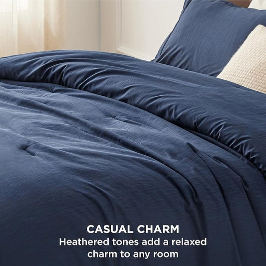Bedsure Full Comforter Set - Navy Soft Bedding for All Seasons, Cationic Dyed Bed Set, 3 Pieces, 1 Full Size Comforter (82"x86") and 2 Pillow Shams (20"x26"+2")