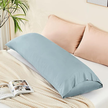 BEDELITE Body Pillow Cover, Rayon Made from Bamboo, Cooling Body Pillow Case Cover for Hot Sleepers and Night Sweats, Breathable & Silky Soft Full Long Pillow Case (Haze Blue, 20x54 Inches)