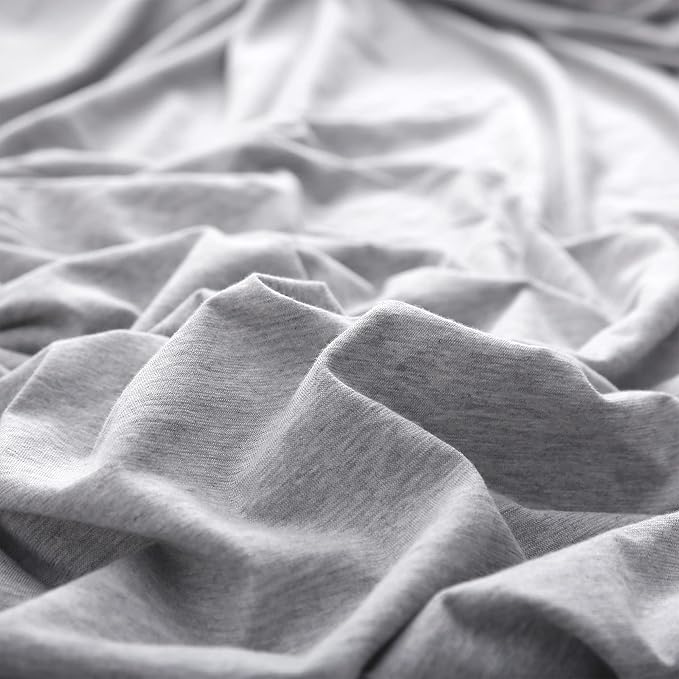 PURE ERA Jersey Knit Pillowcases 100% T-Shirt Cotton Super Soft Comfy Breathable, Set of 2, Queen 20" x 30", Heathered Grey