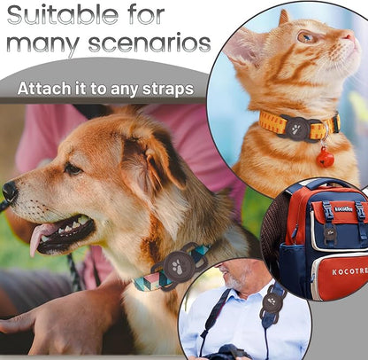 SANKALA Waterproof Airtag Dog Collar Holder, Coffee, 1 Pack | urable Silicone Full Body Covered, Anti-Lost Protective, Fits All Width Collars, for Airtag 1st and 2nd Gen