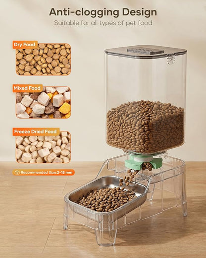 Automatic Cat Feeder with Camera - 7L/29 Cups Auto Dog Feeder with Large Food Tray & 1080P Night Vision, Elevated Bowl, 2-Way Audio, 10s Voice Recording, 5G WiFi Timed Cat Food Dispenser, 1-15 Meals