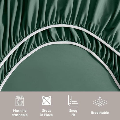 Nestl California King Sheet Set - 1800 Ultra-Soft Microfiber Cal King Bed Sheets - Double Brushed - Deep Pockets - Easy Fit - 4 Piece Set - Bed Sheets (California King, Dark Green)