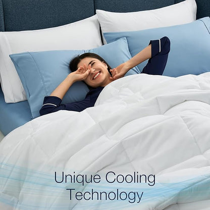 Casual Living Duvet Insert Twin Comforter Cooling Blanket Lightweight Hypoallergenic Reversible White Comforter with Box Stitching Fluffy Bedding Down Alternative Machine Washable, Twin, White