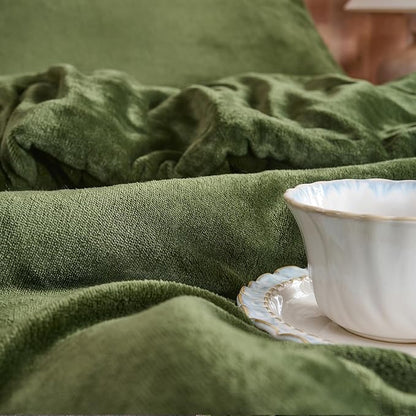 Wajade Queen Size Comforter Set- 3 Pieces Dark Green Bed in A Bag for All Seasons Bedding Set with 1 Comforters and 2 Pillowcases