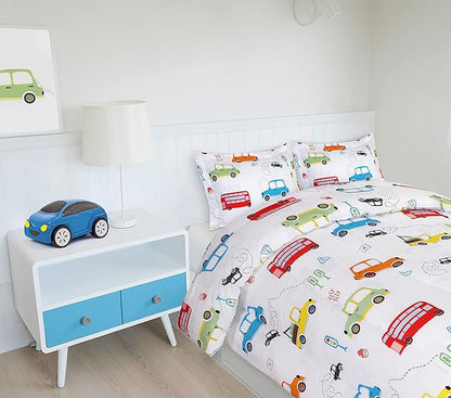 Utopia Bedding Car Kids Comforter Set with 2 Pillow Shams, 3 Piece Soft Microfiber Twin Bed Comforter with Pillow Shams, Printed Kids Bedding for Boys and Girls, Lightweight, Breathable,Easy Care